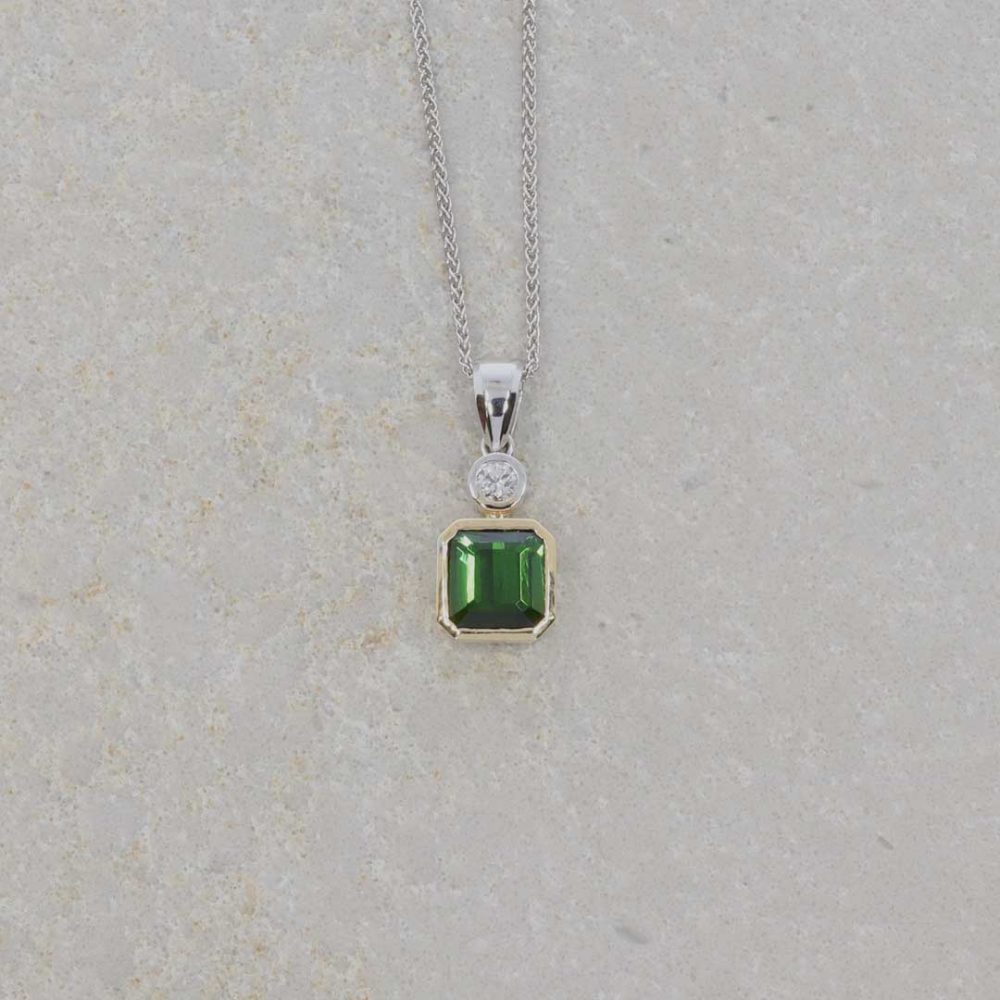 Green Tourmaline and Diamond Pendant By Heidi Kjeldsen Jewellery P1511 Still