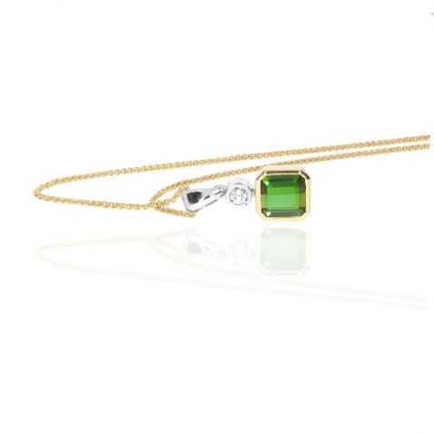 Green Tourmaline and Diamond Pendant By Heidi Kjeldsen Jewellery P1511 Flat