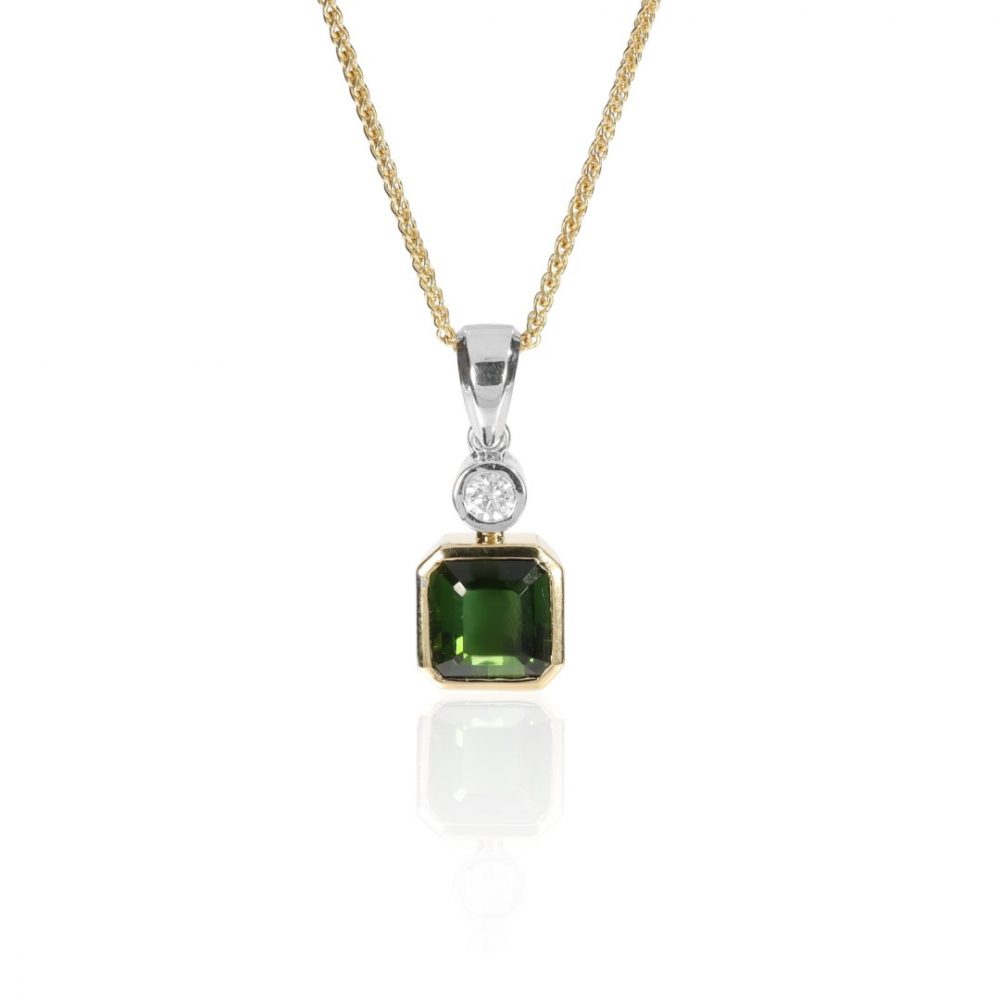 Green Tourmaline and Diamond Pendant By Heidi Kjeldsen Jewellery P1511 Front