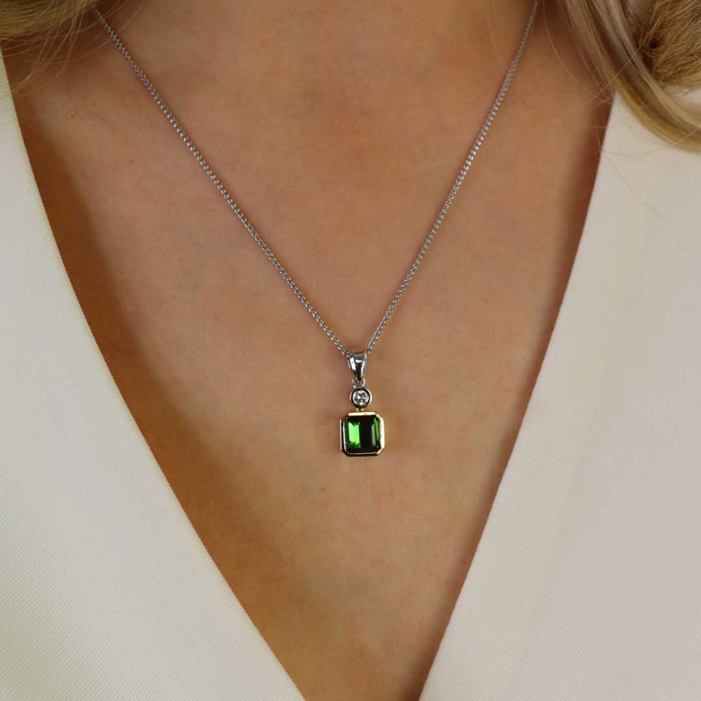 Green Tourmaline and Diamond Pendant By Heidi Kjeldsen Jewellery P1511 Model