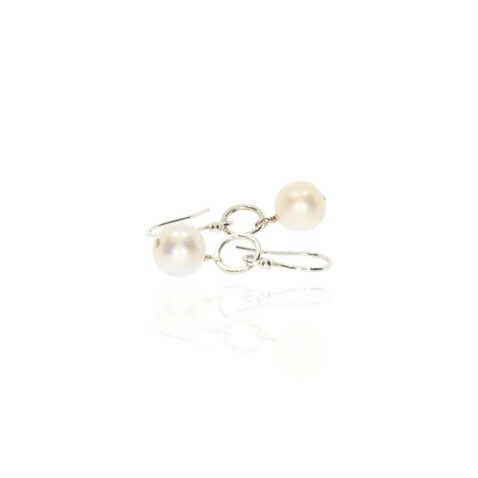 Margit Cultured Pearl Silver Drop Earrings ER2493 white 1