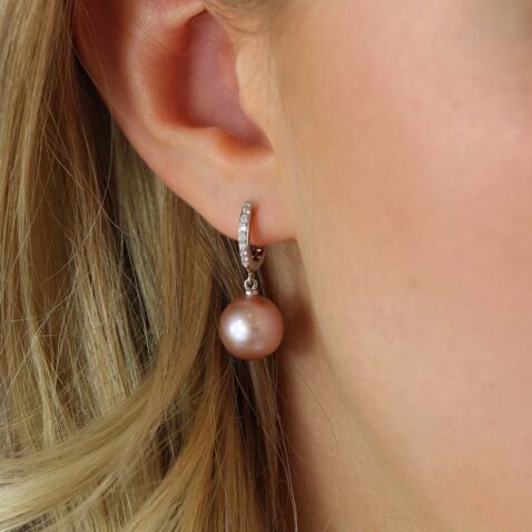 Alma Pink Pearl Diamond Drop Earrings Heidi Kjeldsen Jewellers ER4776