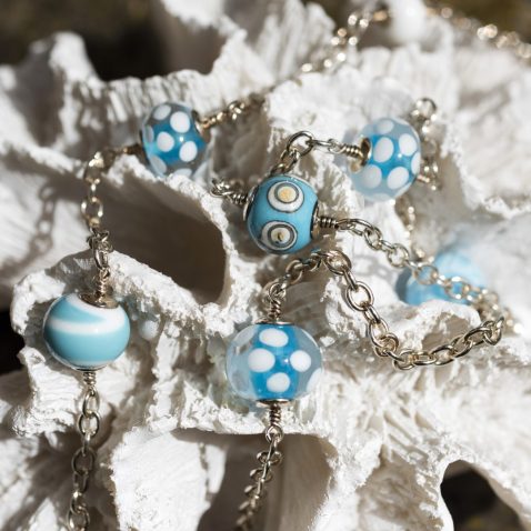 Blue Floral Murano Glass Necklace Heidi Kjeldsen Jewellery NL1269 still