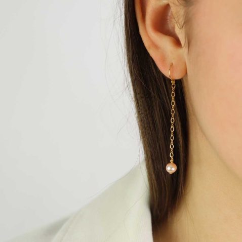 Alma Pearl Drop Earrings By Heidi Kjeldsen jewellery ER2492 model
