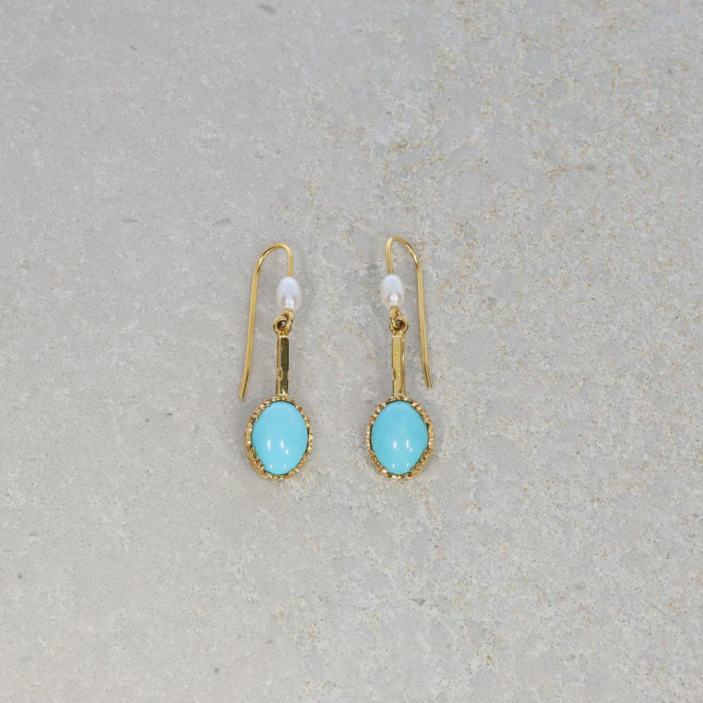 Heidi Kjeldsen Jewellery Turquoise Cultured Pearl Drop Earrings ER4781