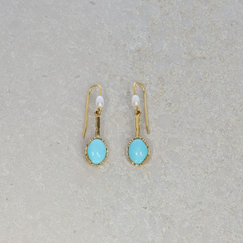 Heidi Kjeldsen Jewellery Turquoise Cultured Pearl Drop Earrings ER4781