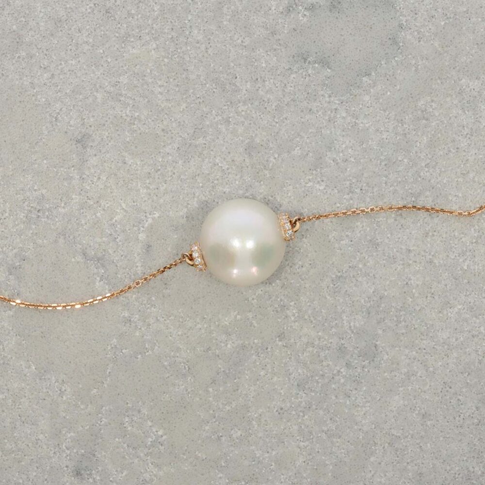 Jesper Diamond and Cultured Pearl Rose Gold Necklace Heidi Kjeldsen Jewellery NL1335 still