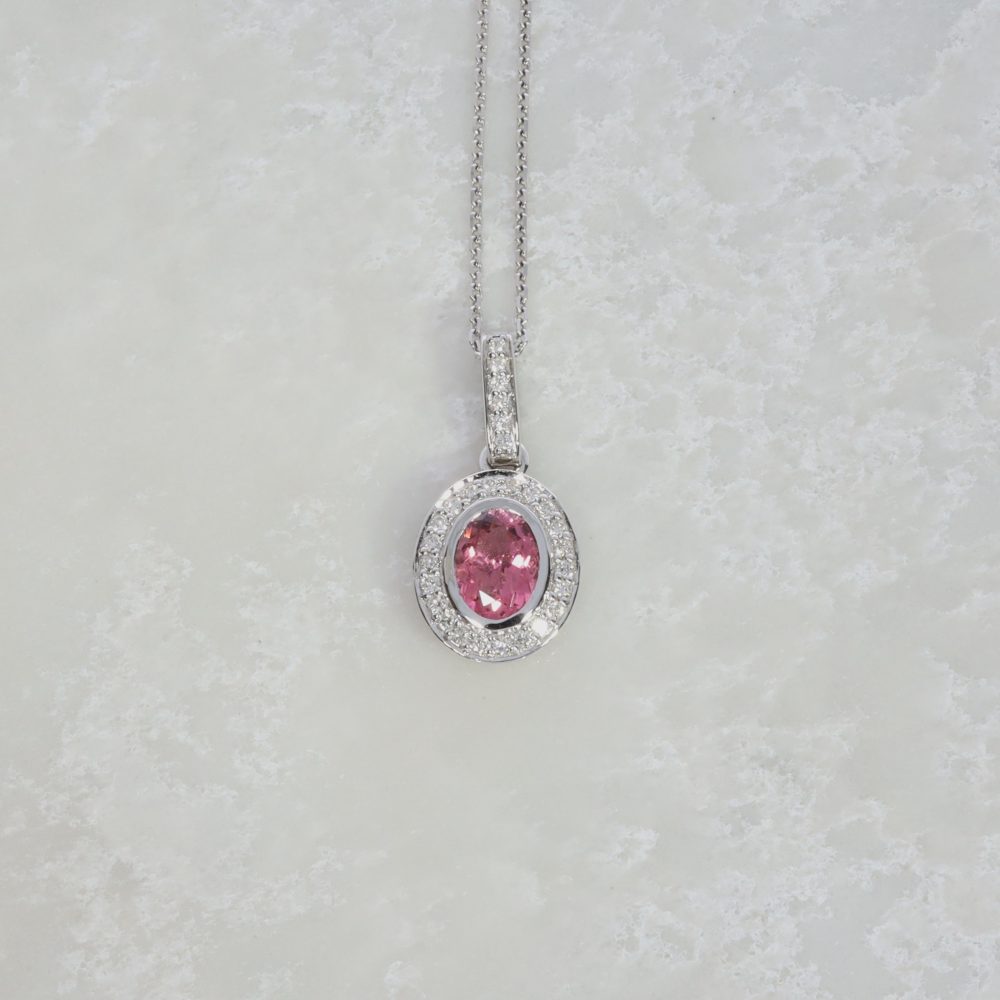 Pink Tourmaline Diamond Cluster Pendant Heidi Kjeldsen Jewellery P1517