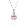 Pink Tourmaline and Diamond Cluster Pendant Heidi Kjeldsen Jewellery P1517 hanging