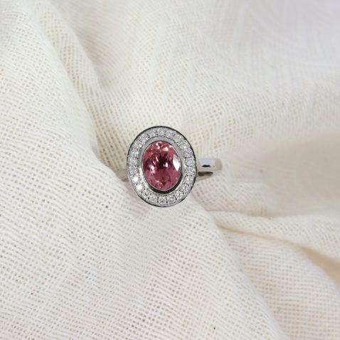 Pink Tourmaline and Diamond Cluster Ring Heidi Kjeldsen Jewellery R1721 white
