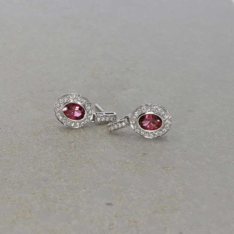 Pink Tourmaline and Diamond Cluster Earrings Heidi Kjeldsen Jewellery ER4773 still