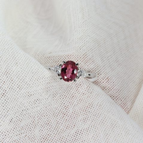 Pink Tourmaline and Diamond Ring Heidi Kjeldsen Jewellery R1729 white