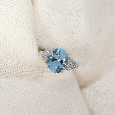 Aquamarine and Diamond Ring Heidi Kjeldsen Jewellery R1747 still