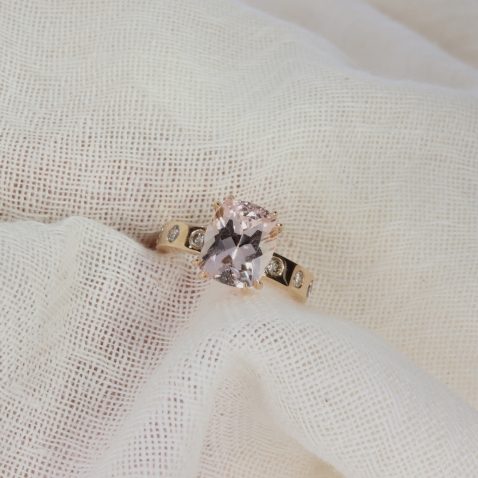 Morganite and Cinnamon Diamond Ring Heidi Kjeldsen Jewellery R1749 white
