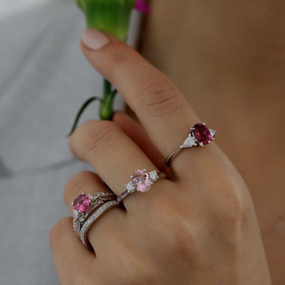 Alma-Pink-Rings-By-Heidi-Kjeldsen-jewellery-R1759-R1725-R1724-R1729-Model