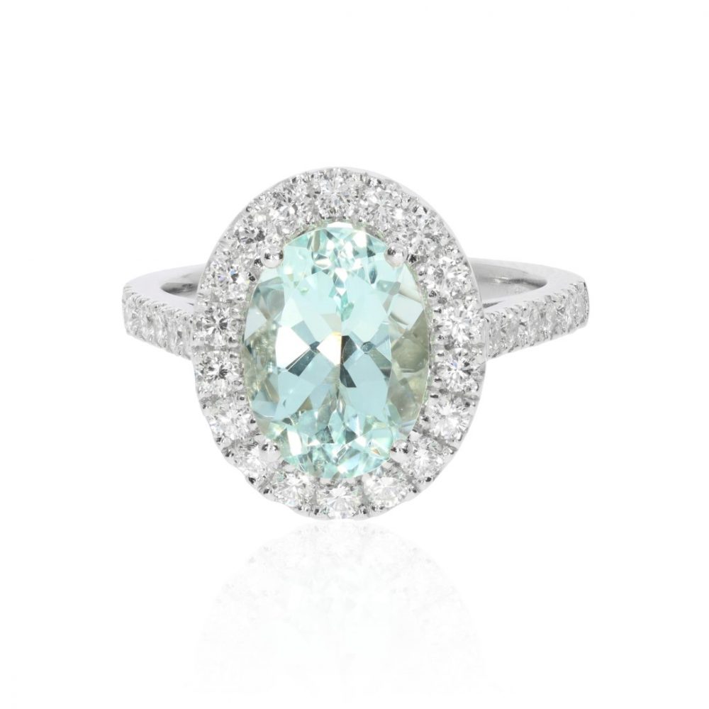 Aquamarine and Diamond Cluster Ring Heidi Kjeldsen Jewellery R1753 front