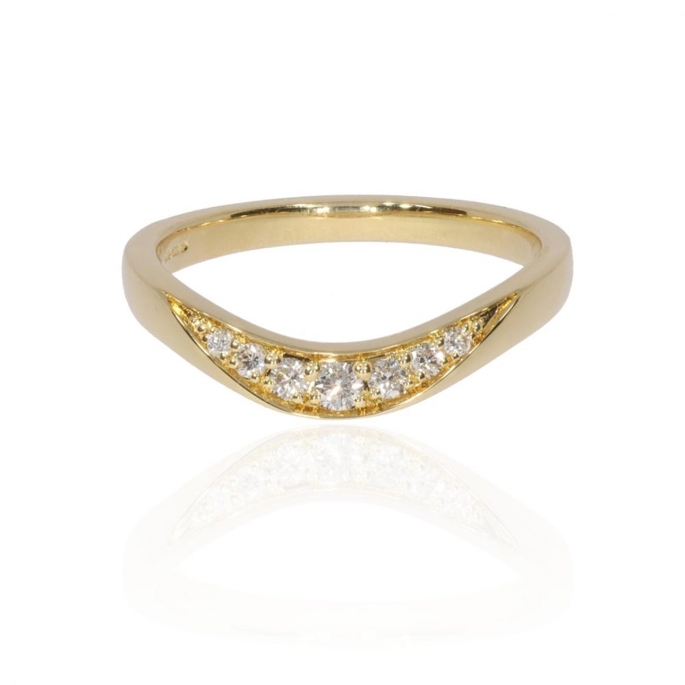 Diamond Gold Curved Wedding Ring By Heidi Kjeldsen Jewellery R1760 front