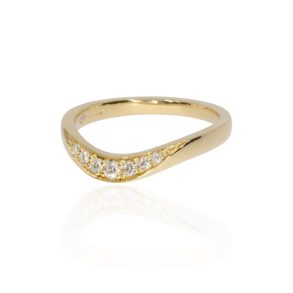 Diamond Gold Curved Wedding Ring By Heidi Kjeldsen Jewellery R1760 side