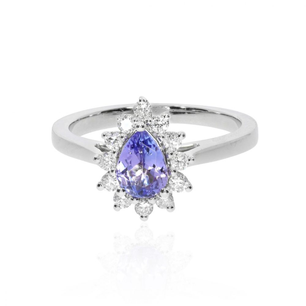 Viola Tanzanite Pear and Diamond Cluster Ring Heidi Kjeldsen Jewellery R1757 front