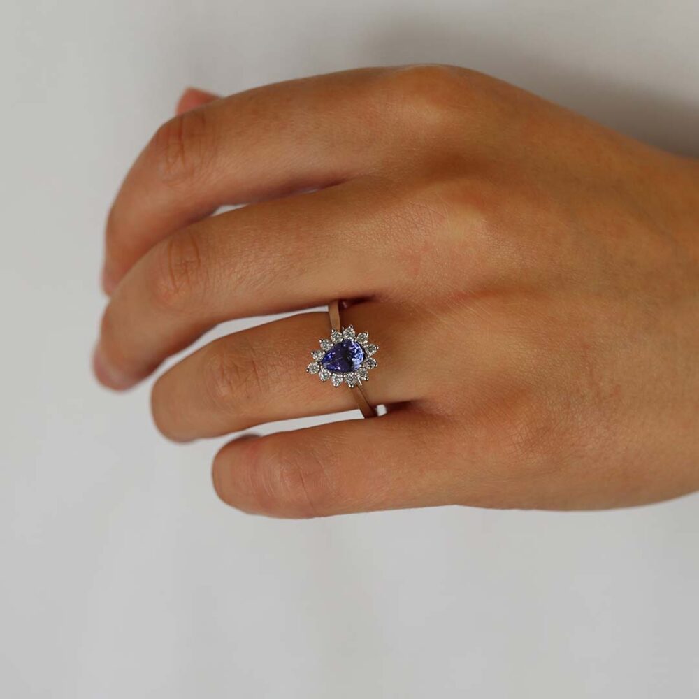 Viola Tanzanite Diamond Cluster Ring Heidi Kjeldsen Jewellers R1757