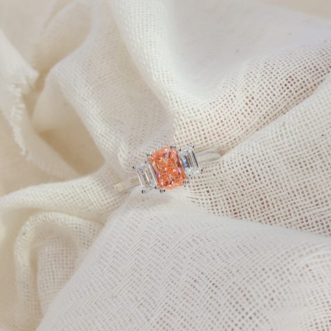 Breathtaking Peachy Pink Sparkling Laboratory-Grown Diamond Ring R1766 Heidi Kjeldsen Jewellery
