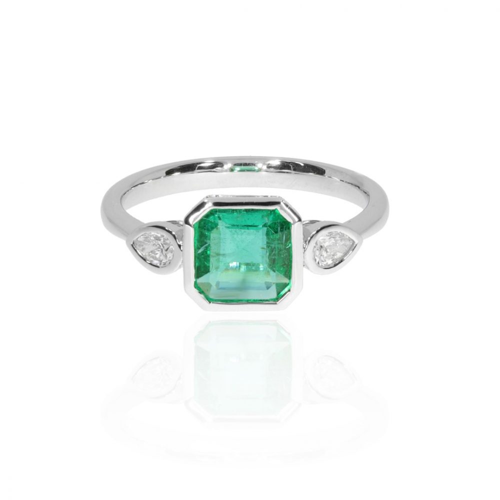 Emerald and Diamond Ring by Heidi Kjeldsen Jewellery R1777 front