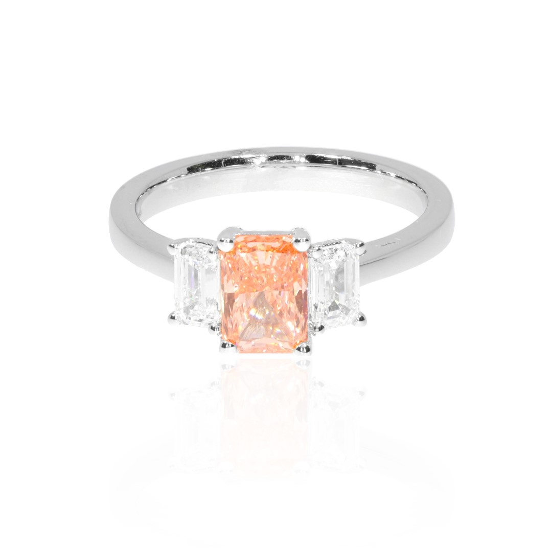 Laboratory Pink and Clear Diamond Ring Heidi Kjeldsen Jewellery R1766 front