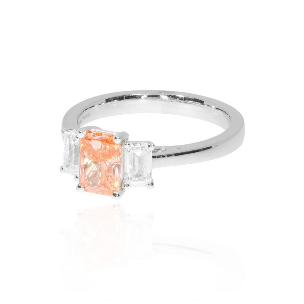 Laboratory Pink and Clear Diamond Ring Heidi Kjeldsen Jewellery R1766 side