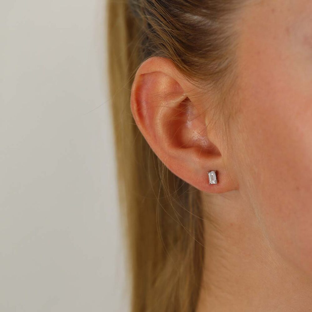 Emerald Cut Diamond Earrings Heidi Kjeldsen Jewellery ER4791 Model
