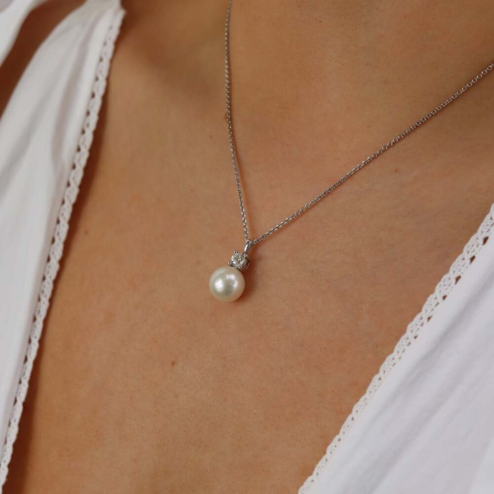 Sofia Cultured Pearl and Diamond Pendant Heidi Kjeldsen Jewellers P1530