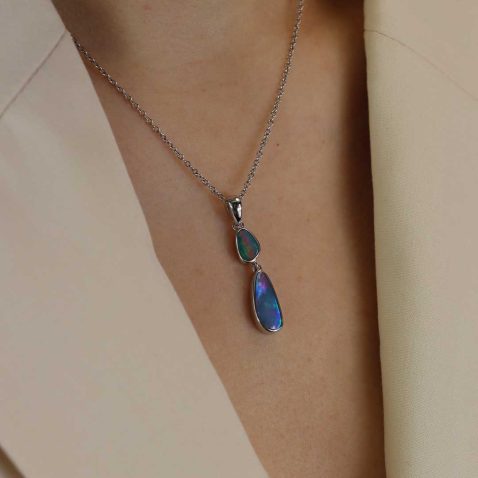 Opal Doublet Silver Pendant Heidi Kjeldsen Jewellery P1542 model1