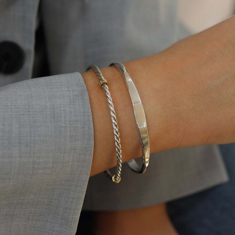 Eliza Silver Gold Twist Bangle Heidi Kjeldsen Jewellers BL4080