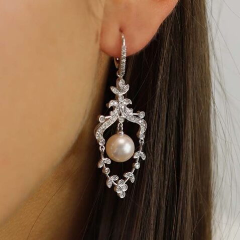 Margit Diamond Pearl chandiler earrings Heidi Kjeldsen Jewellery ER4795 (1)