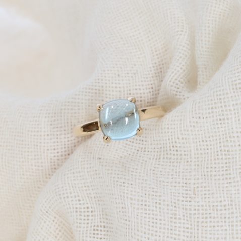 Striking Blue Topaz Cabochon Gold Ring R1789 Heidi Kjeldsen Jewellery