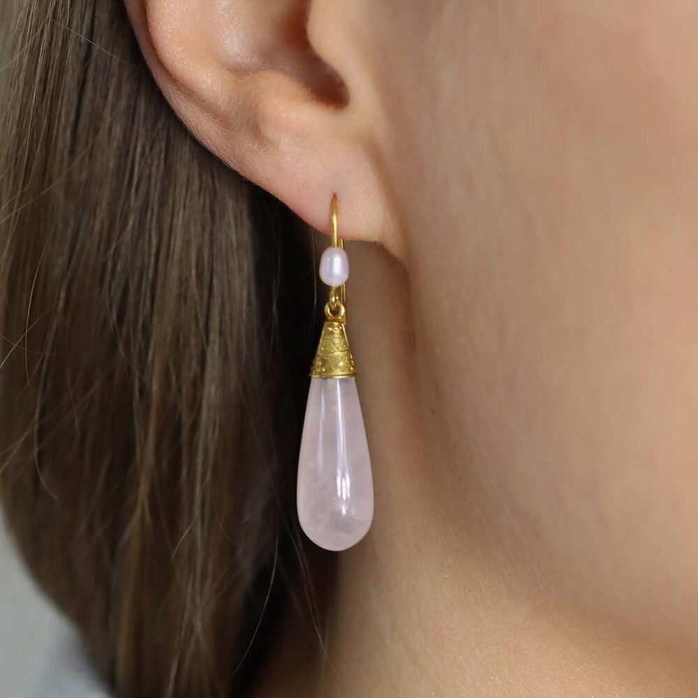 Rose Quartz Drop Earrings By Heidi Kjeldsen Jewellery ER4821 Model 1