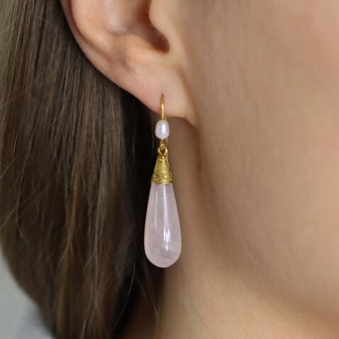 Rose Quartz Drop Earrings By Heidi Kjeldsen Jewellery ER4821 Model 1