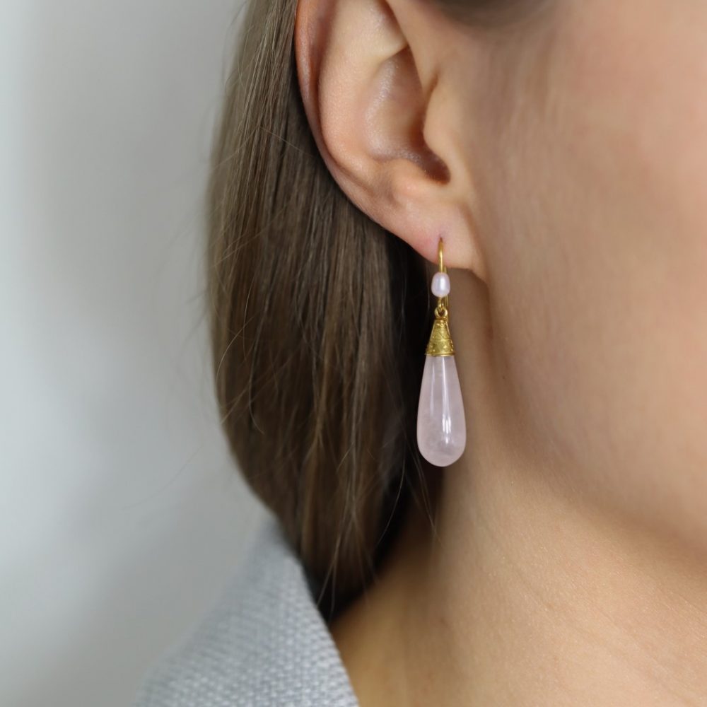 Rose Quartz Drop Earrings By Heidi Kjeldsen Jewellery ER4821 Model 1
