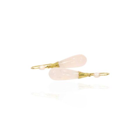 Rose Quartz Drop Earrings By Heidi Kjeldsen Jewellery ER4821 white