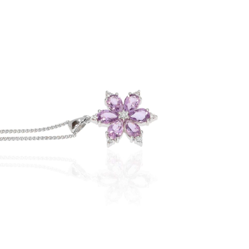 Viola Amethyst and Diamond Flower Pendant By Heidi Kjeldsen Jewellery P1537+W9SP16 182 Side 11