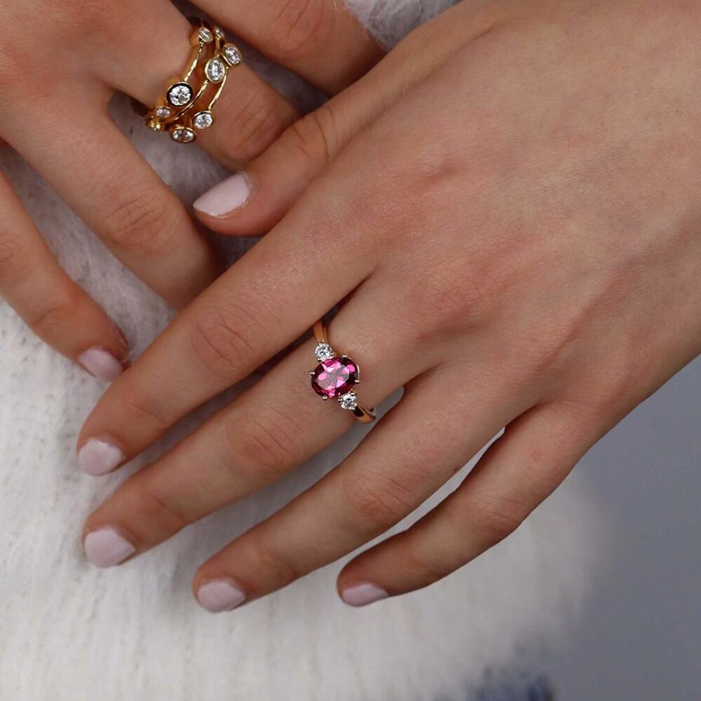 Alma Pink Tourmaline Diamond Bubble Rings Heidi Kjeldsen Jewellery R1720 R1876 BA020X model1