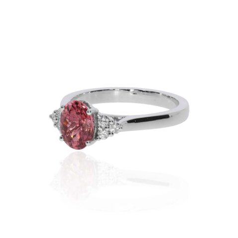 Alma Pink Tourmaline Diamond Claw Set Ring Heidi Kjeldsen Jewellery R1814 side