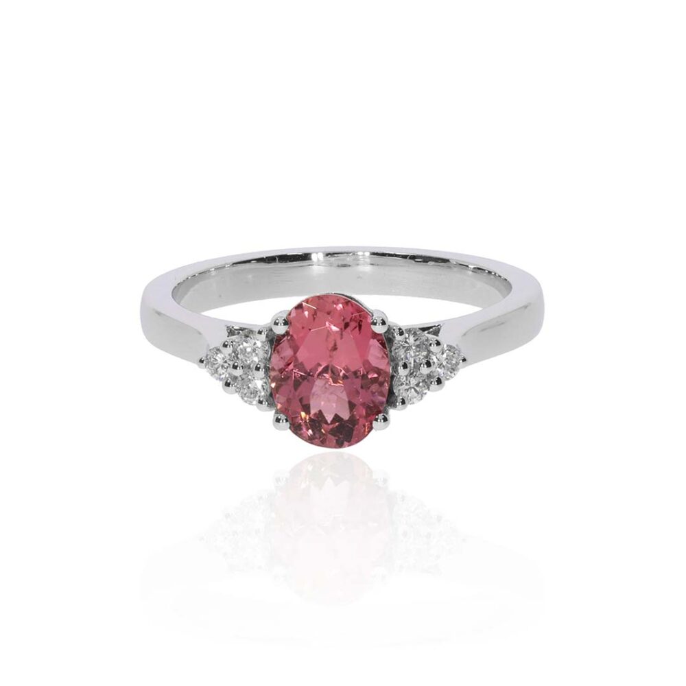 Alma Pink Tourmaline Diamond Claw Set Ring Heidi Kjeldsen Jewellery R1814 white