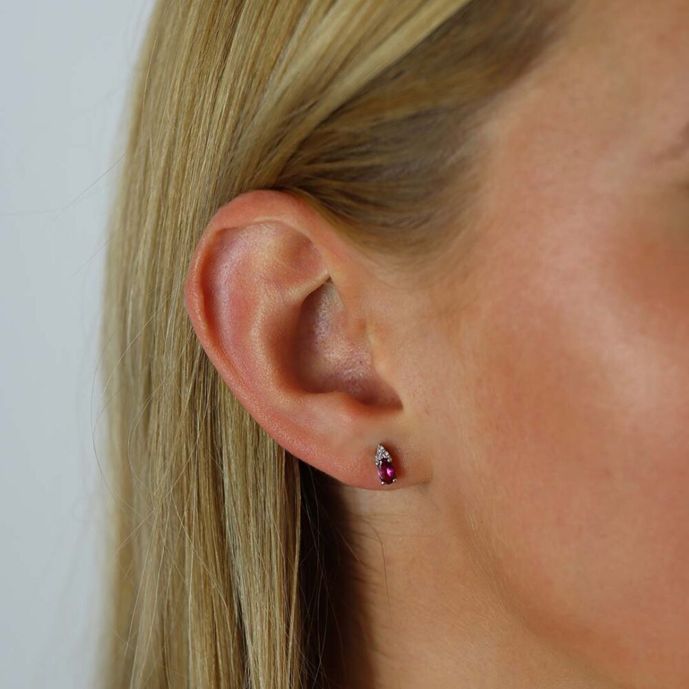 Pink Tourmaline White Topaz Silver Earrings Heidi Kjeldsen Jewellery ER4863 Model