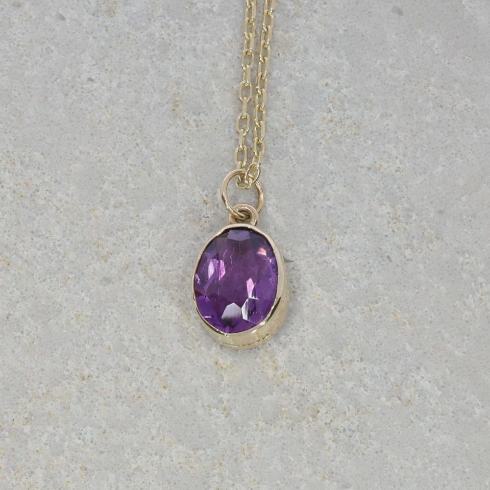 Amethsyt and Gold Pendant Heidi Kjeldsen Jewellery P1562 still