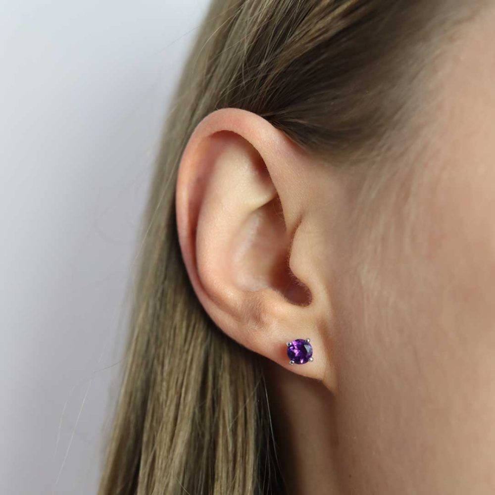 Viola Amethyst and white Gold earstuds by Heidi Kjeldsen Jewellery ER1710 model