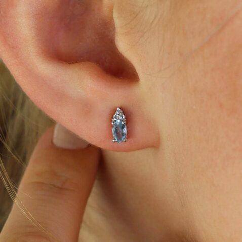 Aquamarine And White Topaz Trefoil ER4864 Heidi Kjeldsen Jewellery Model