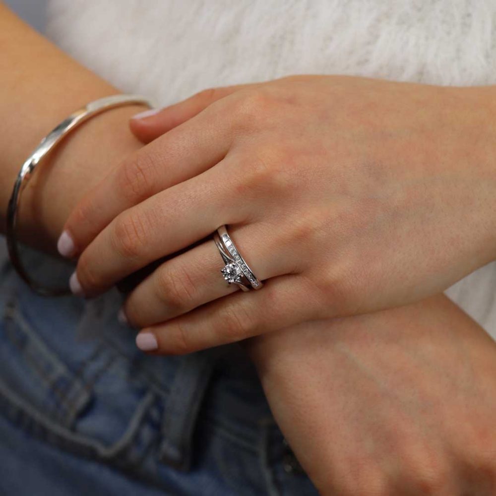 Diamond Twist Ring and Diamond Wedding- Ring Heidi Kjeldsen Jewellery R1791 R1584 model