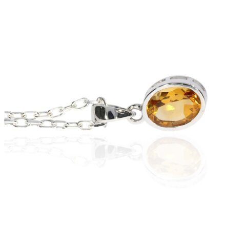 Dorit Citrine Oval Silver Pendant Heidi Kjeldsen Jewellery P1745 side