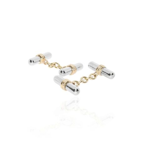Eliza Silver and Gold Bullet cufflinks Heidi Kjeldsen Jewellery CL1838 white