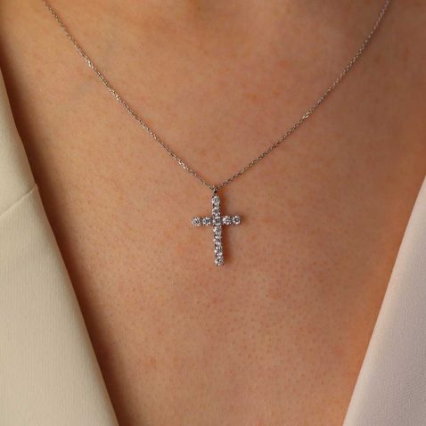 Heidi Kjeldsen Jewellery Diamond Crucifix Pendant P1244 model1